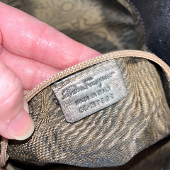 Salvatore Ferragamo Perforated Logo Metallic Bronze Ganchini Leather Tote Bag - Picture 8 of 17